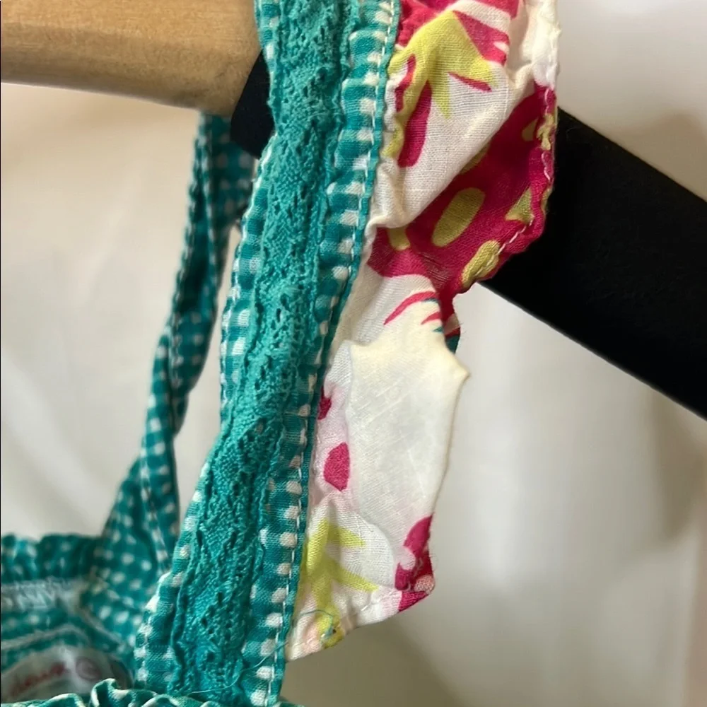 Deux par Deux Green and Pink Camisole with Smocked Bodice